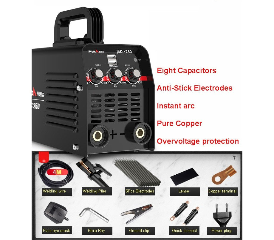 JSD-250 Inverter Arc Welder 220V – Pure Copper Core Portable Welding Tool