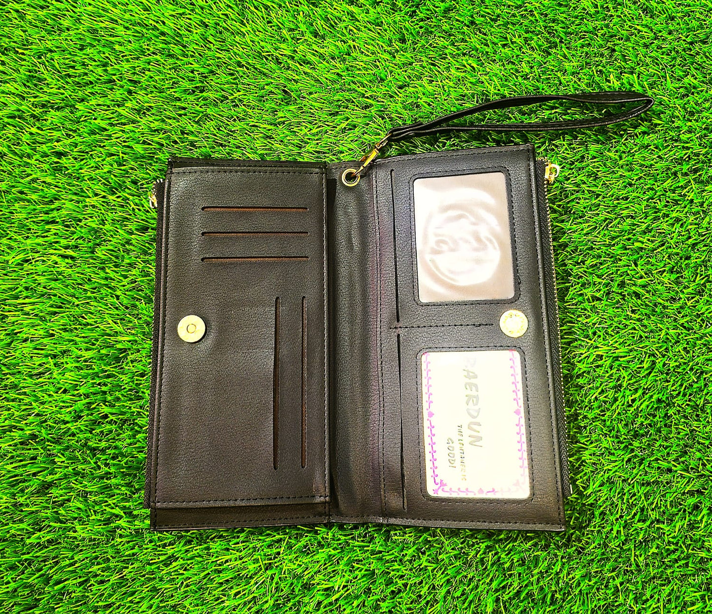 Trendy Women’s PU Leather Long Zipper Purse With Wrist Strap