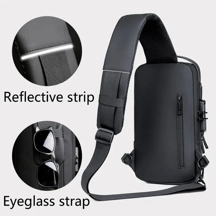 Men’s Anti-Theft Travel Crossbody Bag | USB Charging Shoulder & Chest Sling Pack