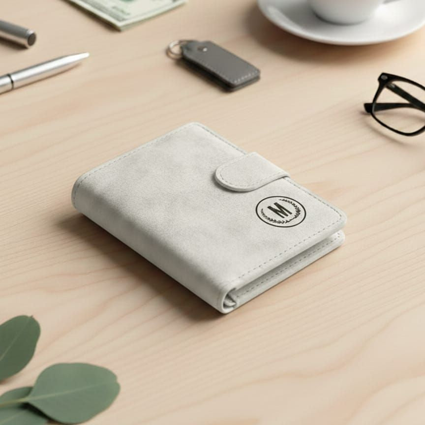 GU-II Men’s Leather Wallet with Button Slim Short Vertical Purse Retro Card Holder for Boys