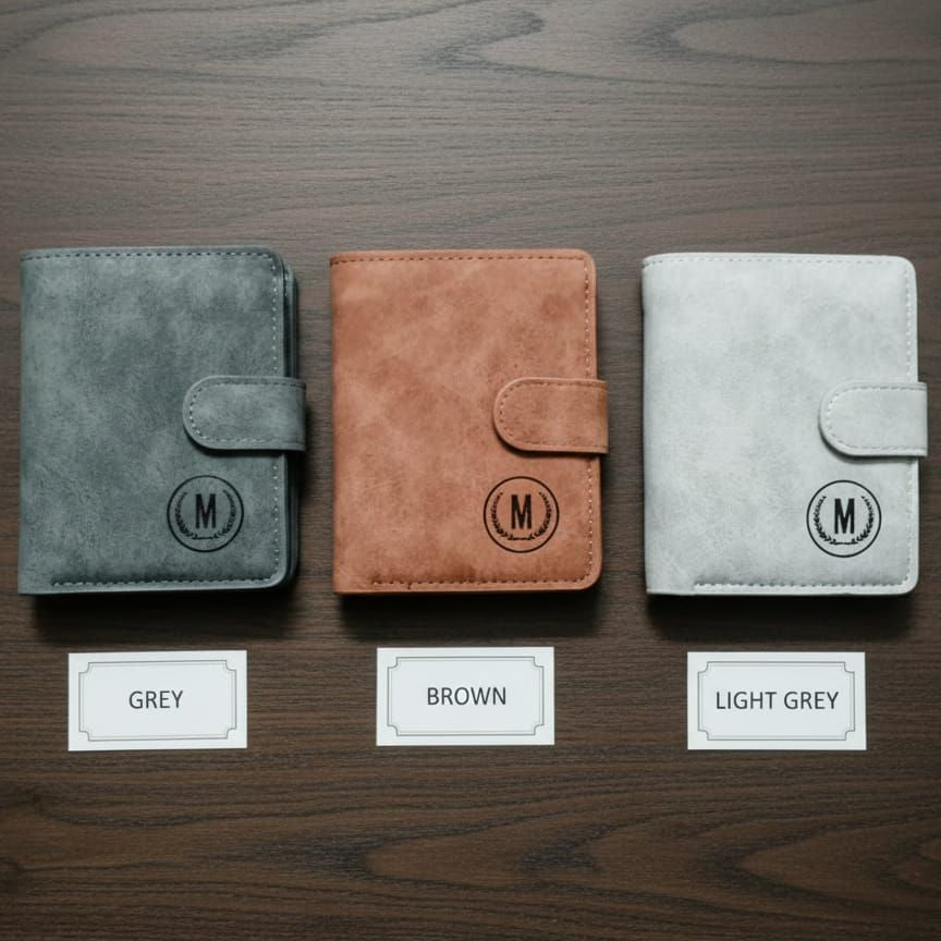 GU-II Men’s Leather Wallet with Button Slim Short Vertical Purse Retro Card Holder for Boys