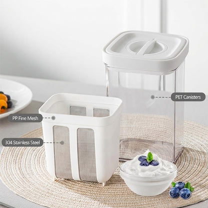 Imported 1100ML Greek Yogurt Maker & Hung Curd Strainer Box with Fine Mesh Filter