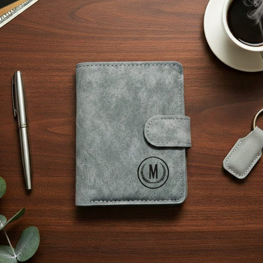 GU-II Men’s Leather Wallet with Button Slim Short Vertical Purse Retro Card Holder for Boys