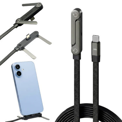 240W Type C to Type C Fast Charging Cable with 360° Aluminum Stand – Ultra Durable USB-C PD Cable
