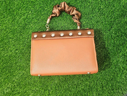 Elegant Women’s Diamond Buckle, Scrunchie Handle Bag