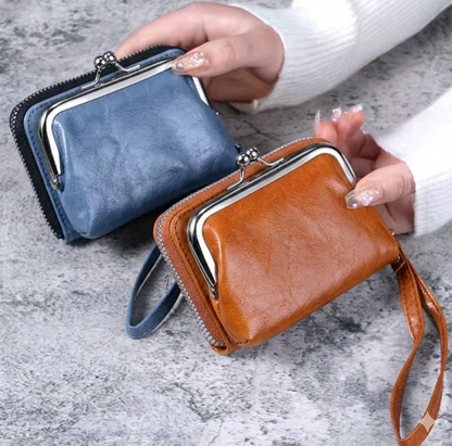 Women's Minimalist Short Wallet - Wrist Strap Large Capacity Purse