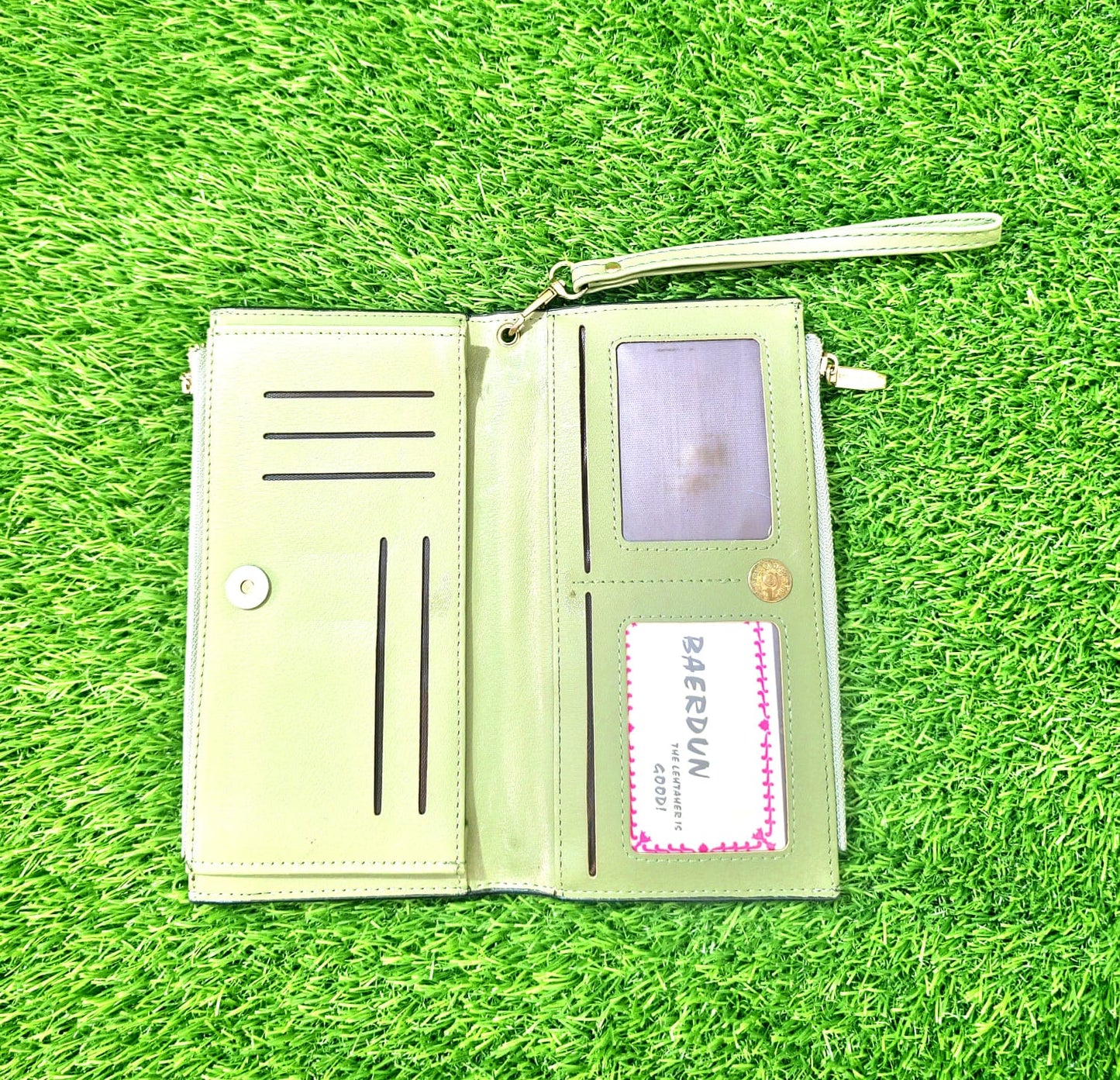 Trendy Women’s PU Leather Long Zipper Purse With Wrist Strap