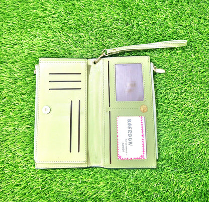 Trendy Women’s PU Leather Long Zipper Purse With Wrist Strap