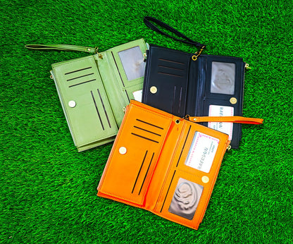 Trendy Women’s PU Leather Long Zipper Purse With Wrist Strap