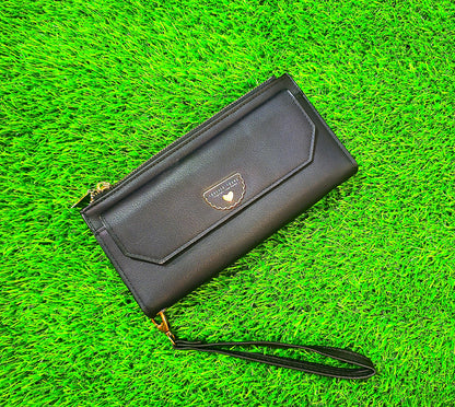 Trendy Women’s PU Leather Long Zipper Purse With Wrist Strap