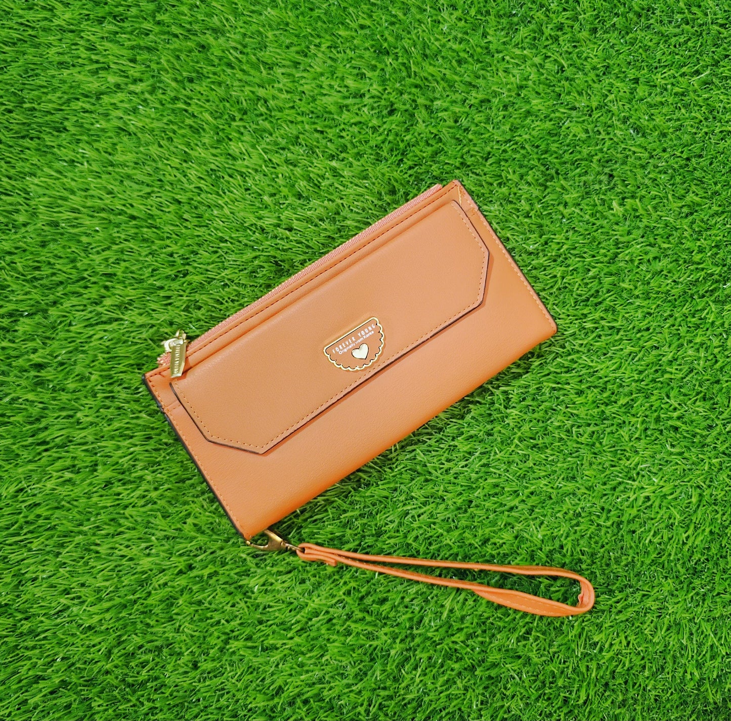 Trendy Women’s PU Leather Long Zipper Purse With Wrist Strap