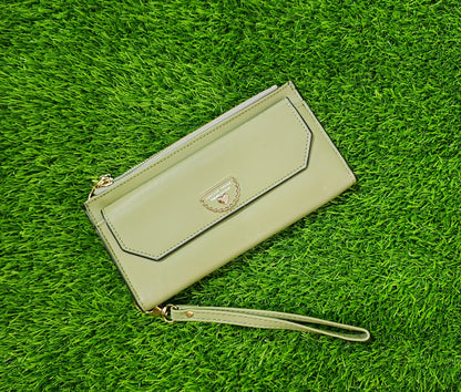 Trendy Women’s PU Leather Long Zipper Purse With Wrist Strap