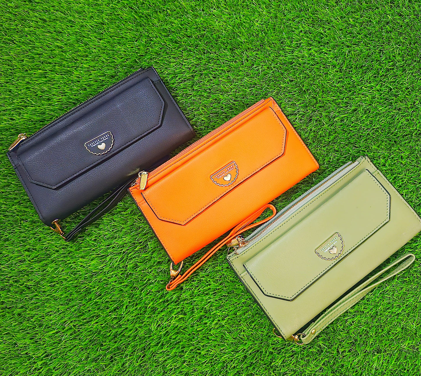 Trendy Women’s PU Leather Long Zipper Purse With Wrist Strap