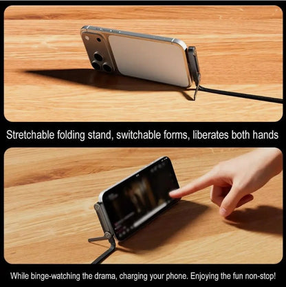 240W Type C to Type C Fast Charging Cable with 360° Aluminum Stand – Ultra Durable USB-C PD Cable