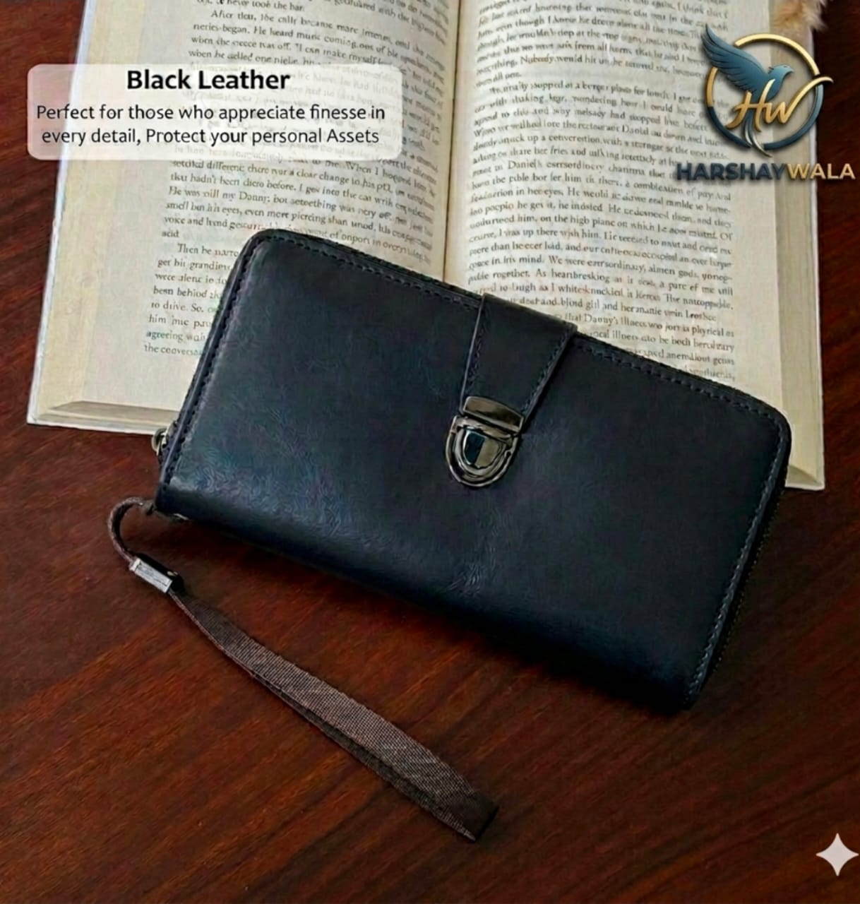 Balenberry Long Wallet for Men – PU Leather Zipper Wrist Clutch 11 Cards Metal Clasp