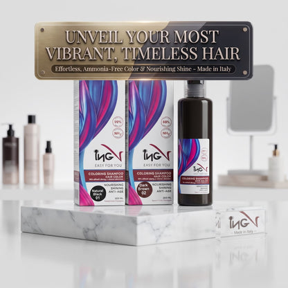 INGV Easy For You Coloring Shampoo Hair Color - Ammonia-Free Nourishing Formula (200ml)
