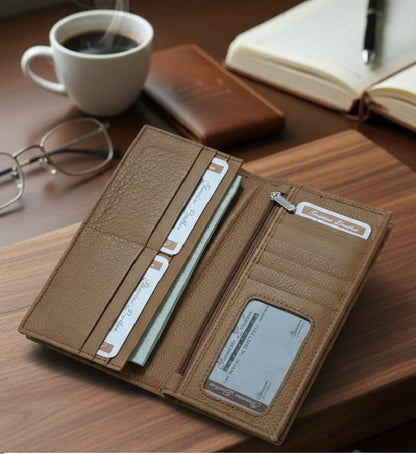 Men’s Genuine Leather Long Wallet – Multi-Slot Card Holder