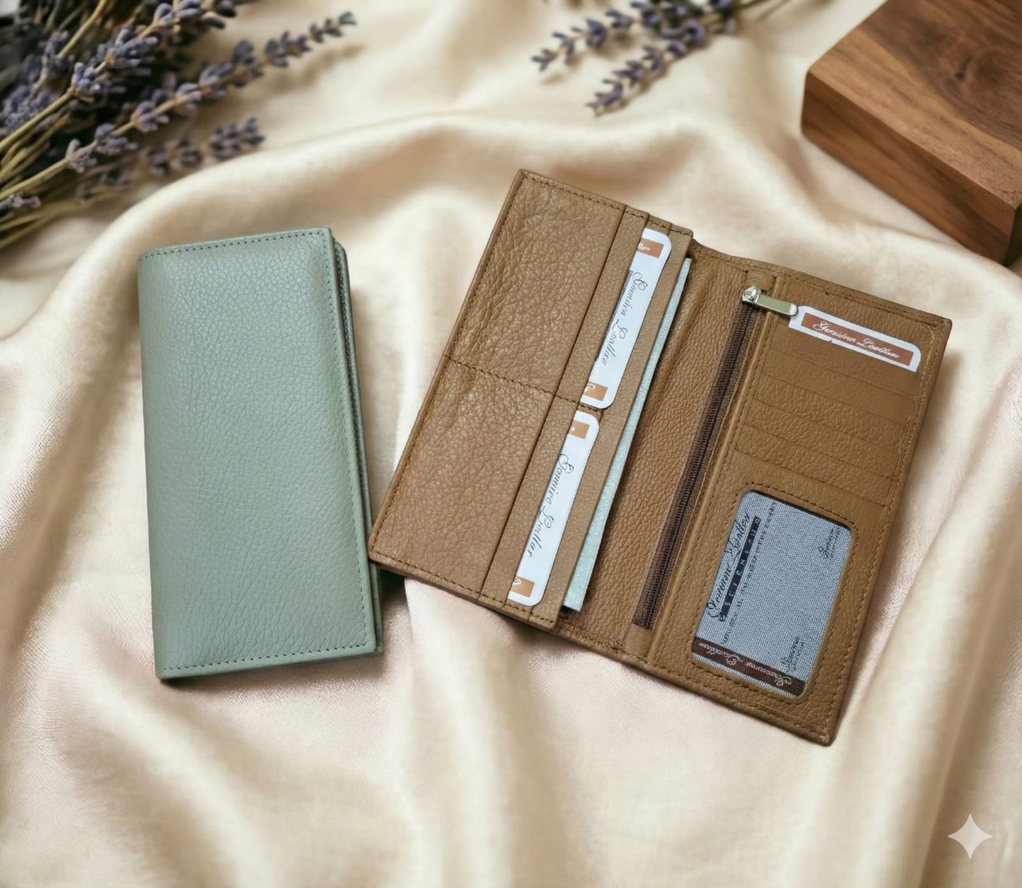 Men’s Genuine Leather Long Wallet – Multi-Slot Card Holder