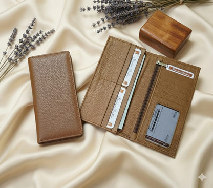 Men’s Genuine Leather Long Wallet – Multi-Slot Card Holder