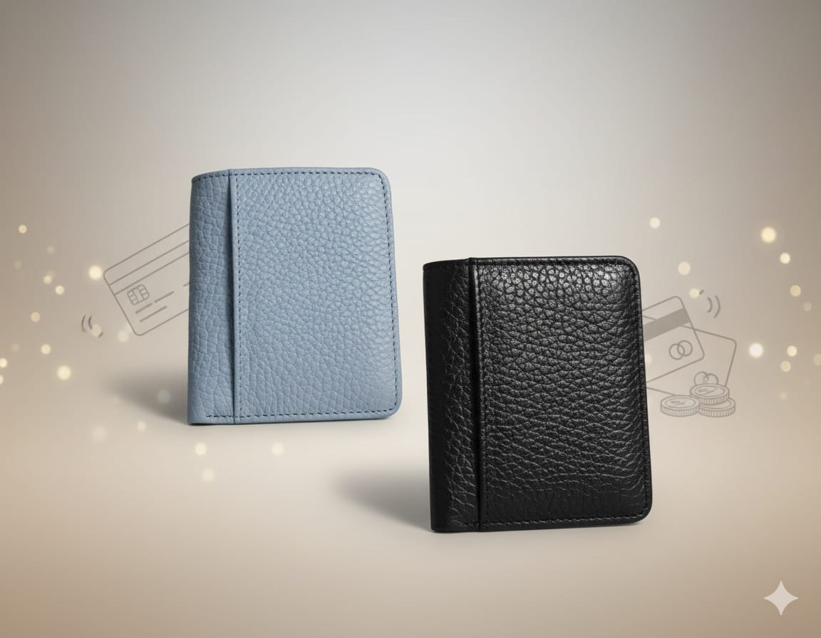 Men’s Slim Mini Design, Genuine Leather Bifold Wallet