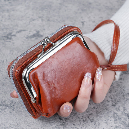 Women's Minimalist Short Wallet - Wrist Strap Large Capacity Purse