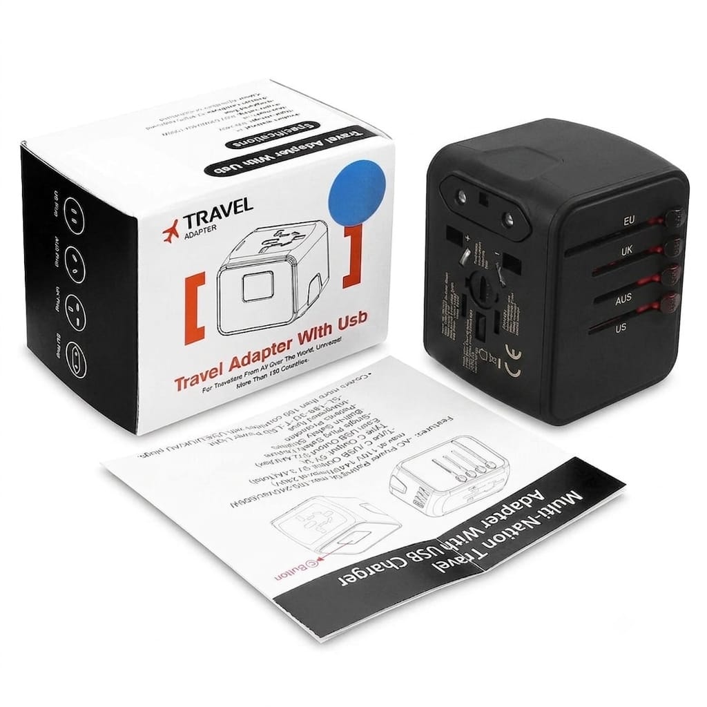35W Universal Travel Adapter With 4 Port (3 USB A + 1 USB C)