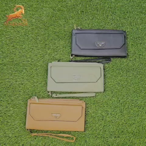 Trendy Women’s PU Leather Long Zipper Purse With Wrist Strap