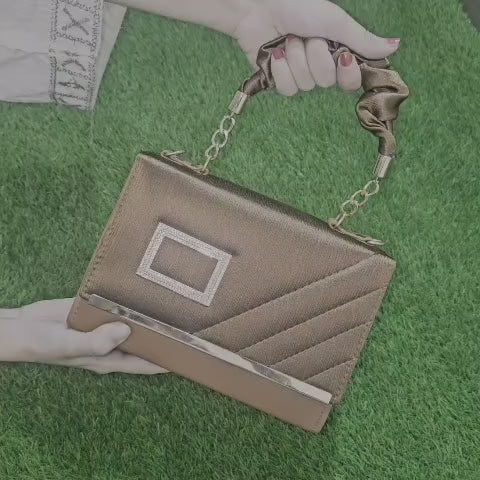 Elegant Women’s Diamond Buckle, Scrunchie Handle Bag