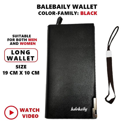 Balebaily PU Leather Long Wallet for Men Slim Business Card Holder & Purse