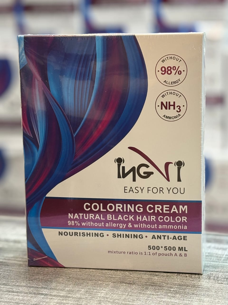 INGVI Hair Color 1000ml – 98% Ammonia-Free Effective Grey Hair Coverage