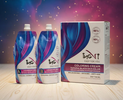 INGVI Hair Color 1000ml – 98% Ammonia-Free Effective Grey Hair Coverage